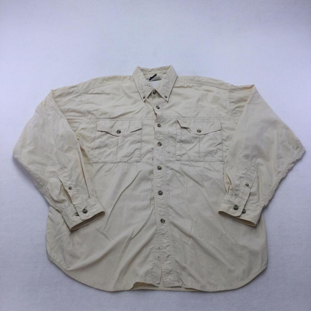 The North Face Shirt Mens XL Beige Nylon Long Sleeve Vented Hiking Outdoor